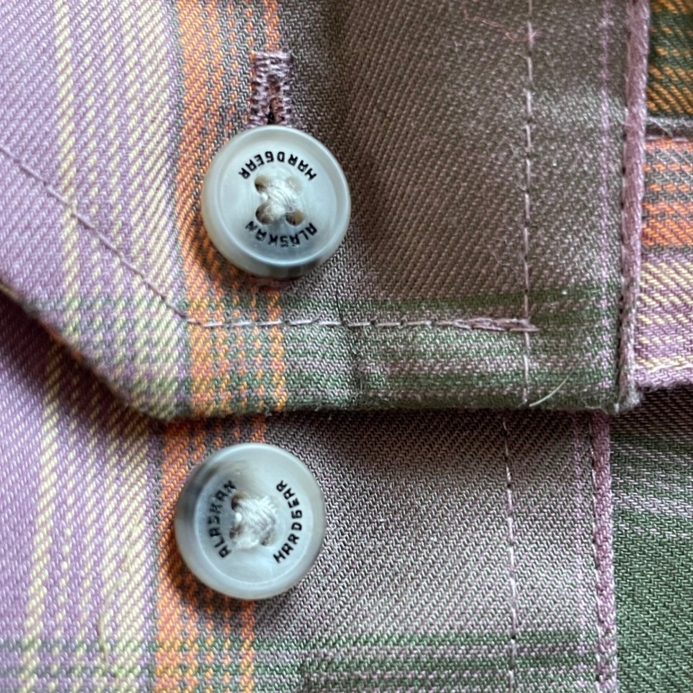 Alaskan Hardgear Button Up Shirt Men Large Purple Plaid Wool Blend Rugged Hiking - Picture 11 of 11